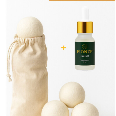 Fionze 3’lü %100 Doğal Yün Çamaşır Kurutma Topu & Comfort 10 ml Esansiyel Uçucu Yağ – Kese Hediyeli