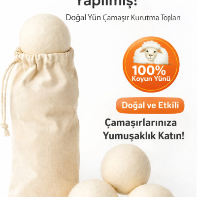 Fionze 3’lü %100 Doğal Yün Çamaşır Kurutma Topu & Comfort 10 ml Esansiyel Uçucu Yağ – Kese Hediyeli